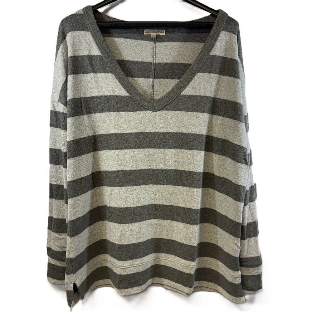Nine Britton Stripe V-Neck Oversized Sweater - Women's XL, Super Soft